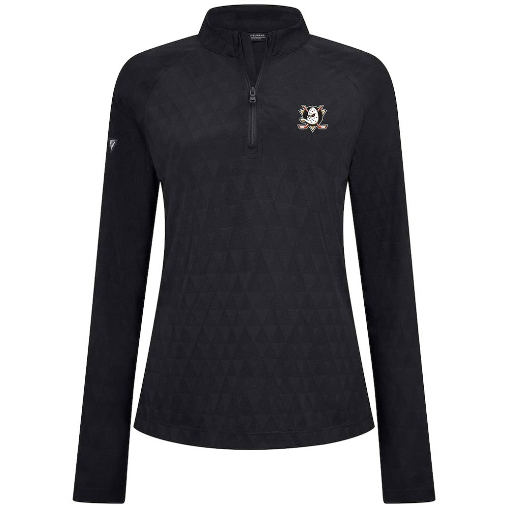Anaheim Ducks Levelwear Women's Spike Raglan Quarter-Zip Top - Black - NHL 203809215