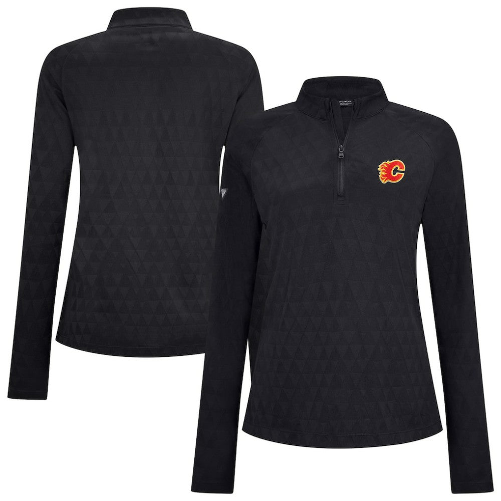 Calgary Flames Levelwear Women's Spike Raglan Quarter-Zip Top - Black - NHL 203809217