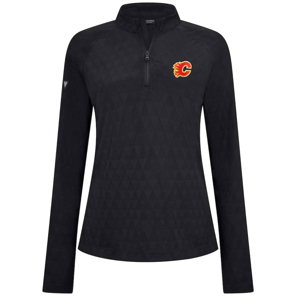 Calgary Flames Levelwear Women's Spike Raglan Quarter-Zip Top - Black - NHL 203809217