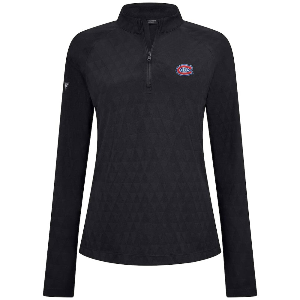Montreal Canadiens Levelwear Women's Spike Raglan Quarter-Zip Top - Black - NHL 203809219