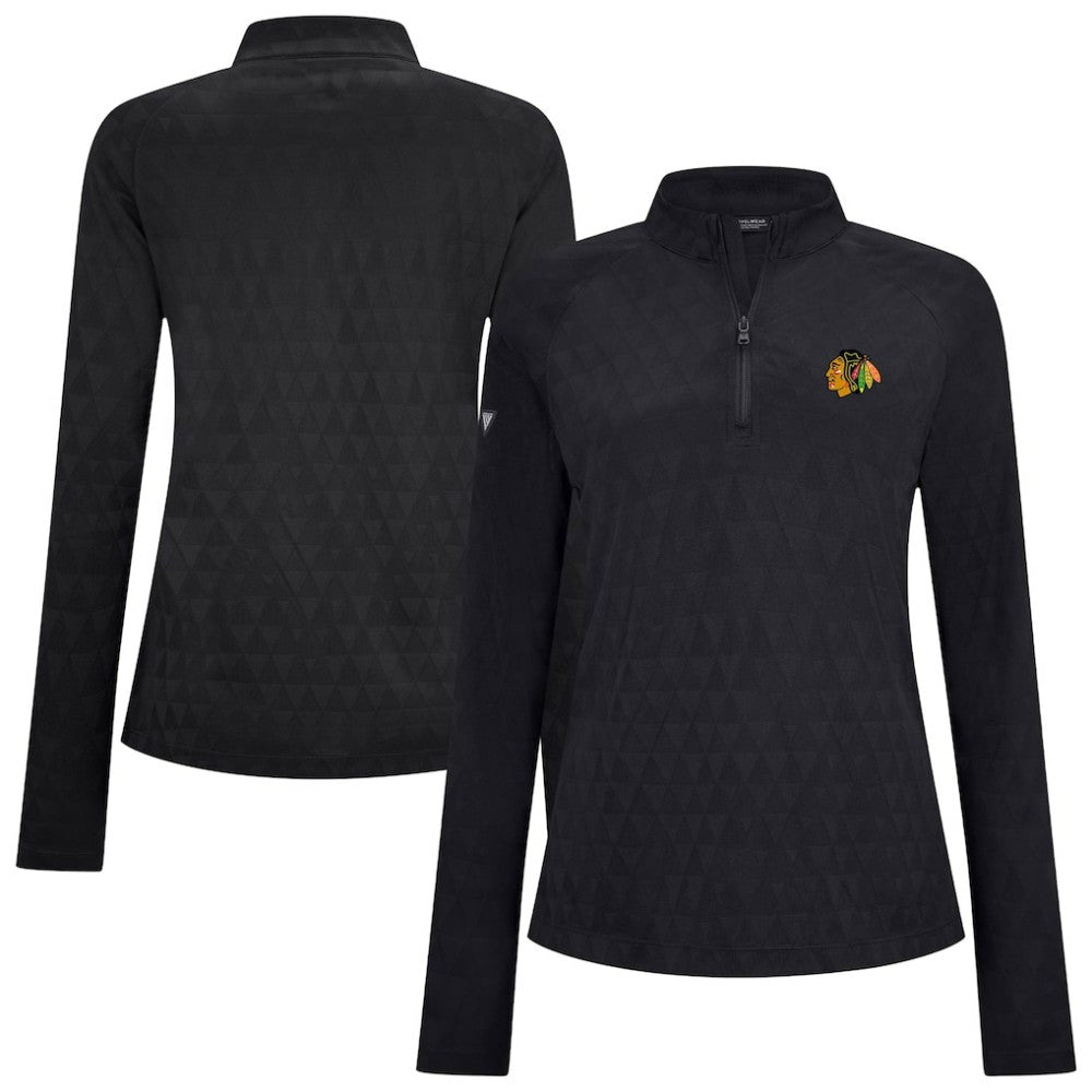 Chicago Blackhawks Levelwear Women's Spike Raglan Quarter-Zip Top - Black - NHL 203809221