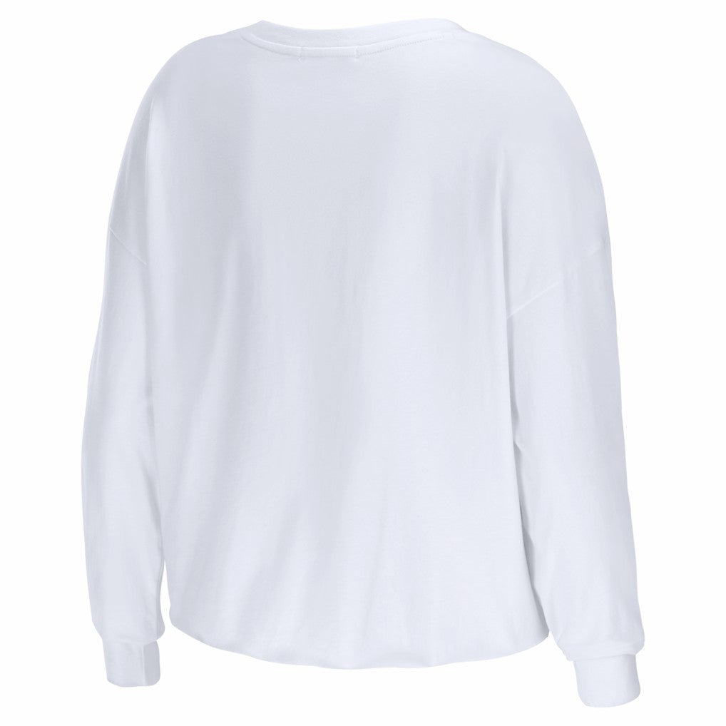 New England Patriots WEAR by Erin Andrews Women's Super Bowl LX Cropped Long Sleeve T-Shirt White