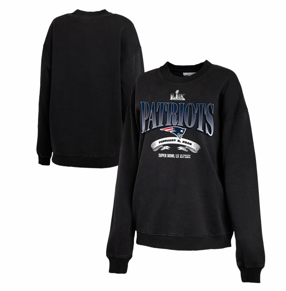 New England Patriots WEAR by Erin Andrews Women's Super Bowl LX Fleece Sweatshirt Black