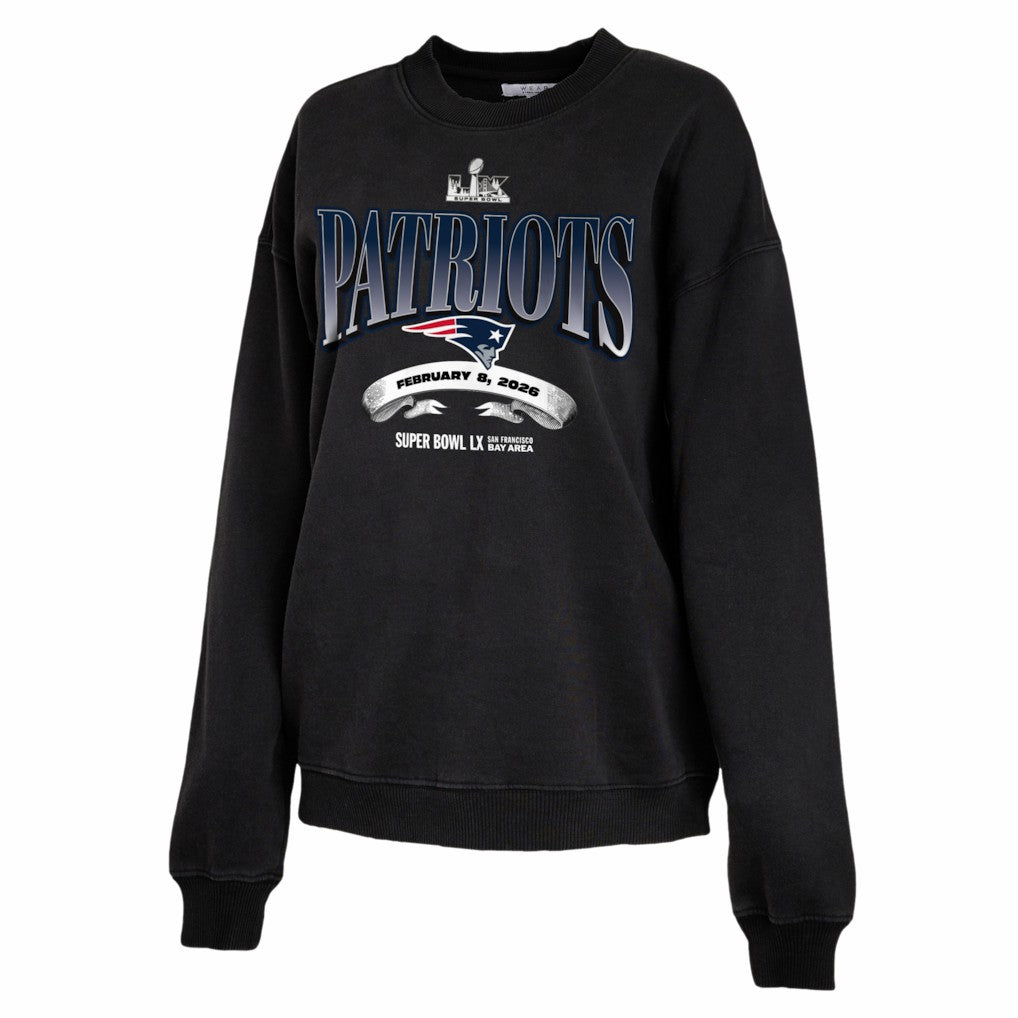 New England Patriots WEAR by Erin Andrews Women's Super Bowl LX Fleece Sweatshirt Black