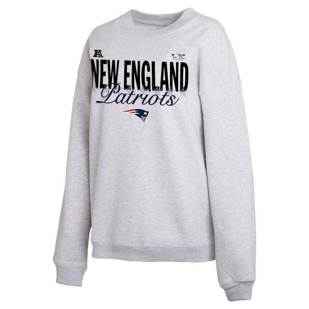 New England Patriots WEAR by Erin Andrews Women's Super Bowl LX Fleece Sweatshirt Gray