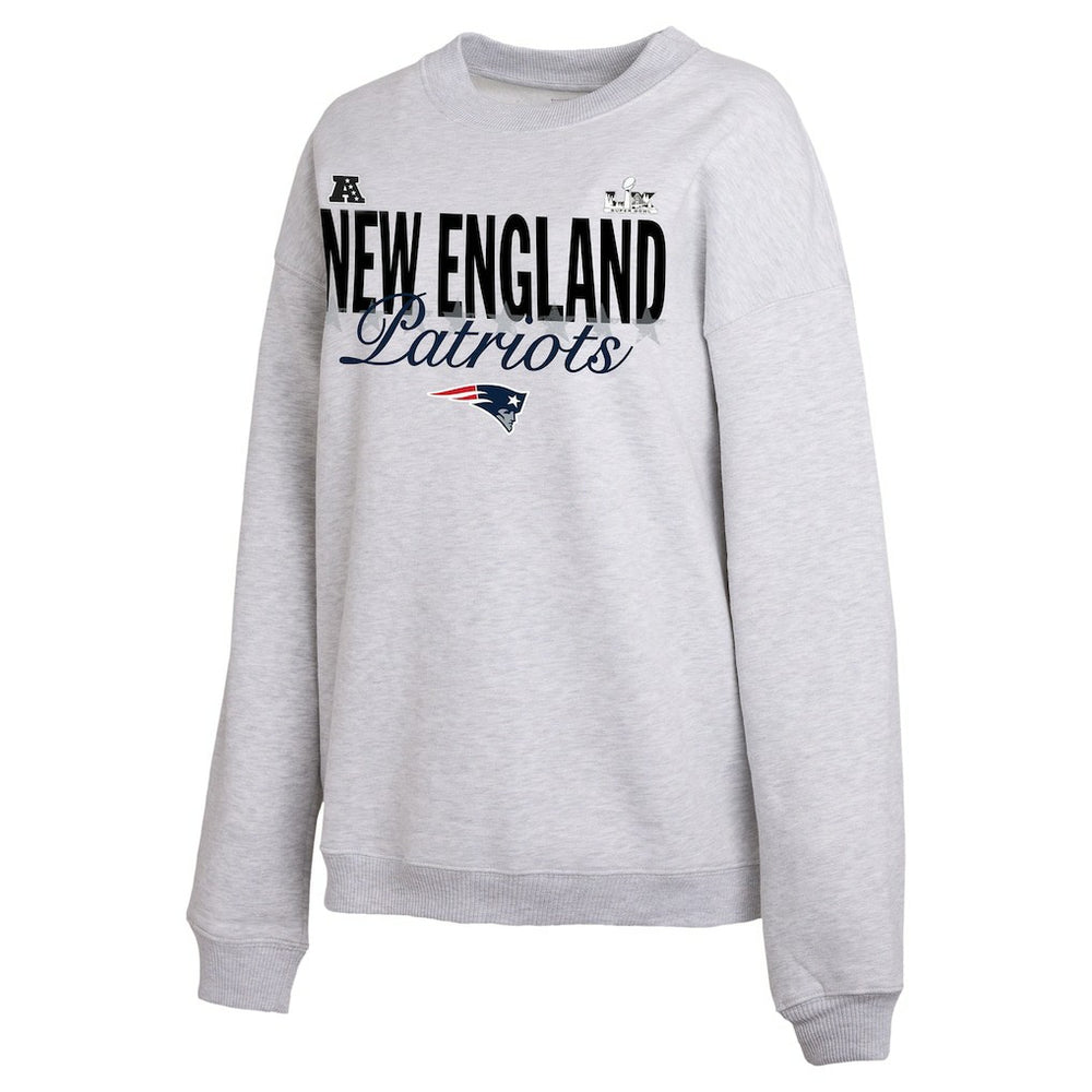 New England Patriots WEAR by Erin Andrews Women's Super Bowl LX Fleece Sweatshirt Gray