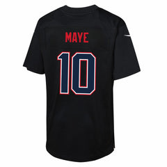 Nike Drake Maye New England Patriots Youth Super Bowl LX Patch Carbon Fashion Game Jersey Black