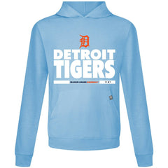 Detroit Tigers Levelwear Relay Center Stage Long Sleeve Hooded T-Shirt - Light Blue - MLB Lifestyle