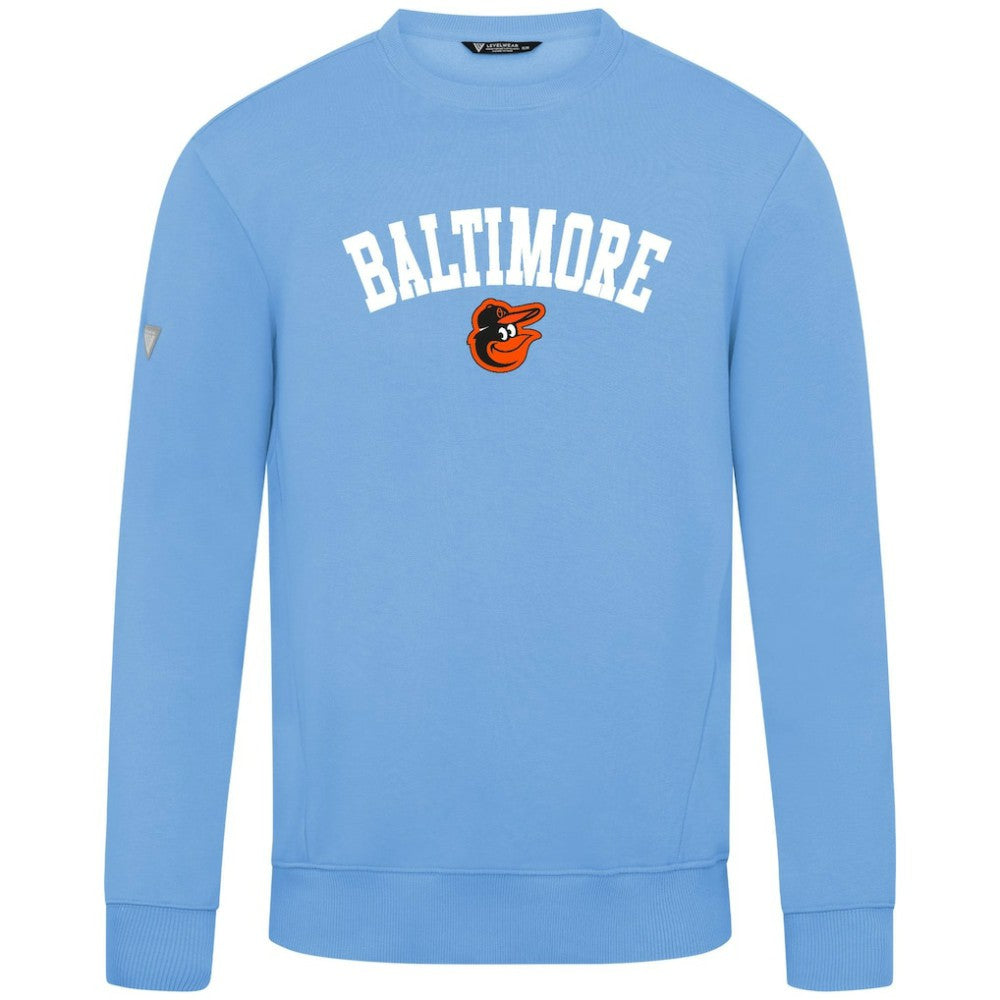 Baltimore Orioles Levelwear Zane Felt Arch Pullover Sweatshirt - Light Blue - MLB Sale