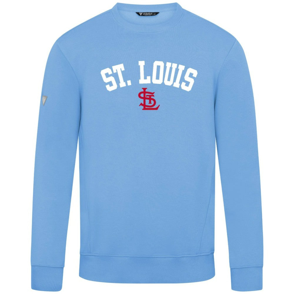 St. Louis Cardinals Levelwear Zane Felt Arch Pullover Sweatshirt - Light Blue - MLB Sale
