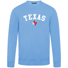 Texas Rangers Levelwear Zane Felt Arch Pullover Sweatshirt - Light Blue - MLB Discount