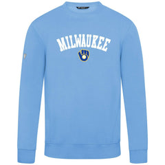 Milwaukee Brewers Levelwear Zane Felt Arch Pullover Sweatshirt - Light Blue - MLB Sale