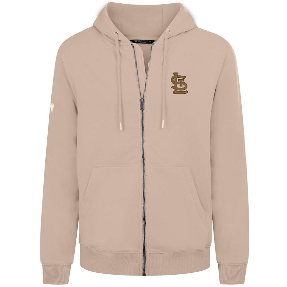St. Louis Cardinals Levelwear Podium Full-Zip Hoodie - Khaki - MLB Discount
