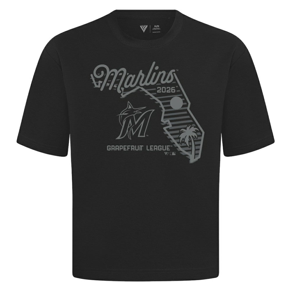 Miami Marlins Levelwear Sunrise Luxe Signature Knit T-Shirt - Black - MLB Discount