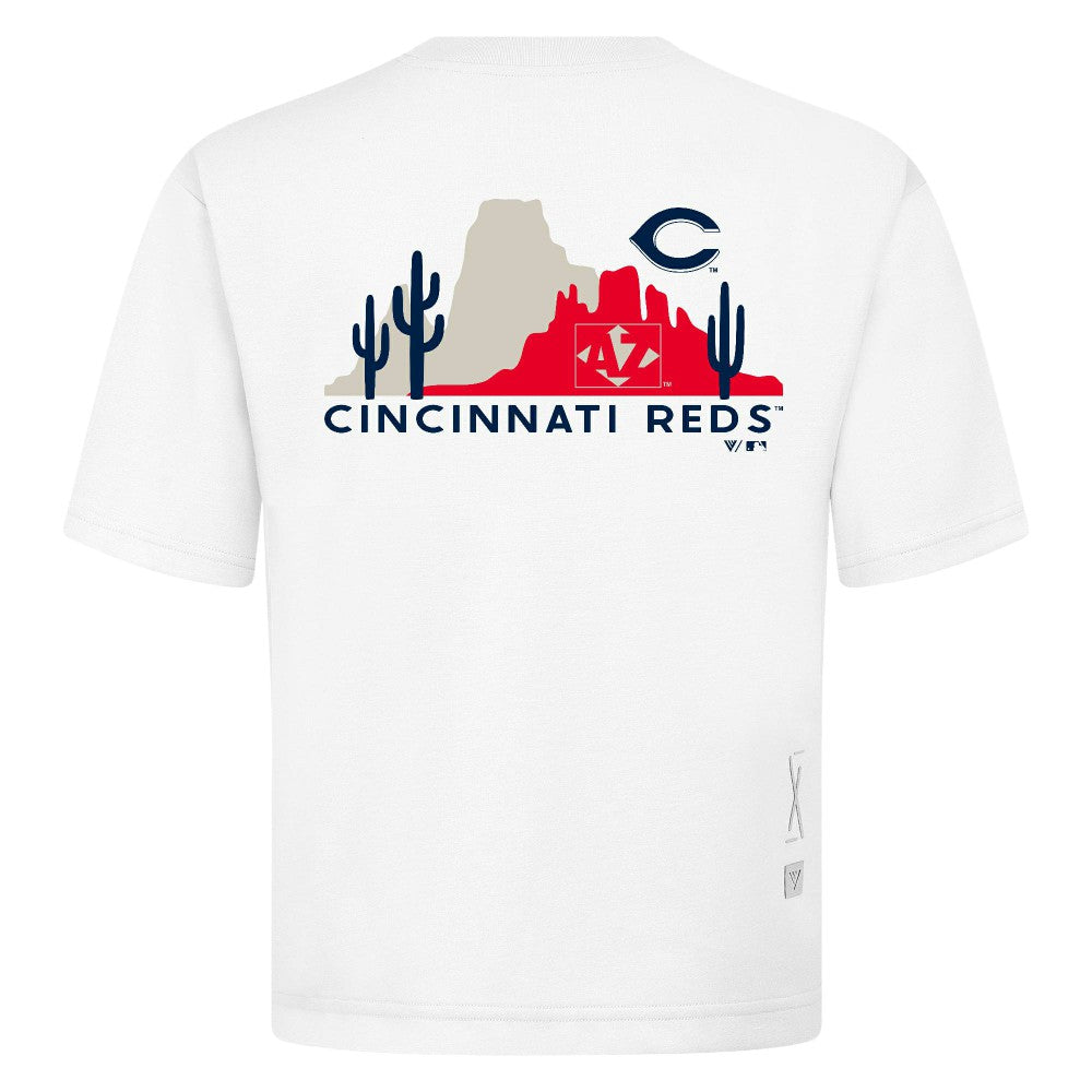 Cincinnati Reds Levelwear Panoramic Luxe Signature Knit T-Shirt - White - MLB on Sale