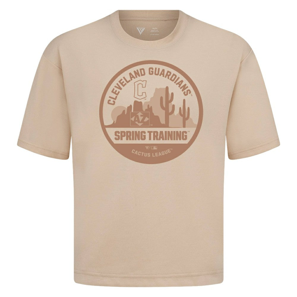 Cleveland Guardians Levelwear Spring Training Badge Luxe Signature Knit T-Shirt - Khaki - MLB Online