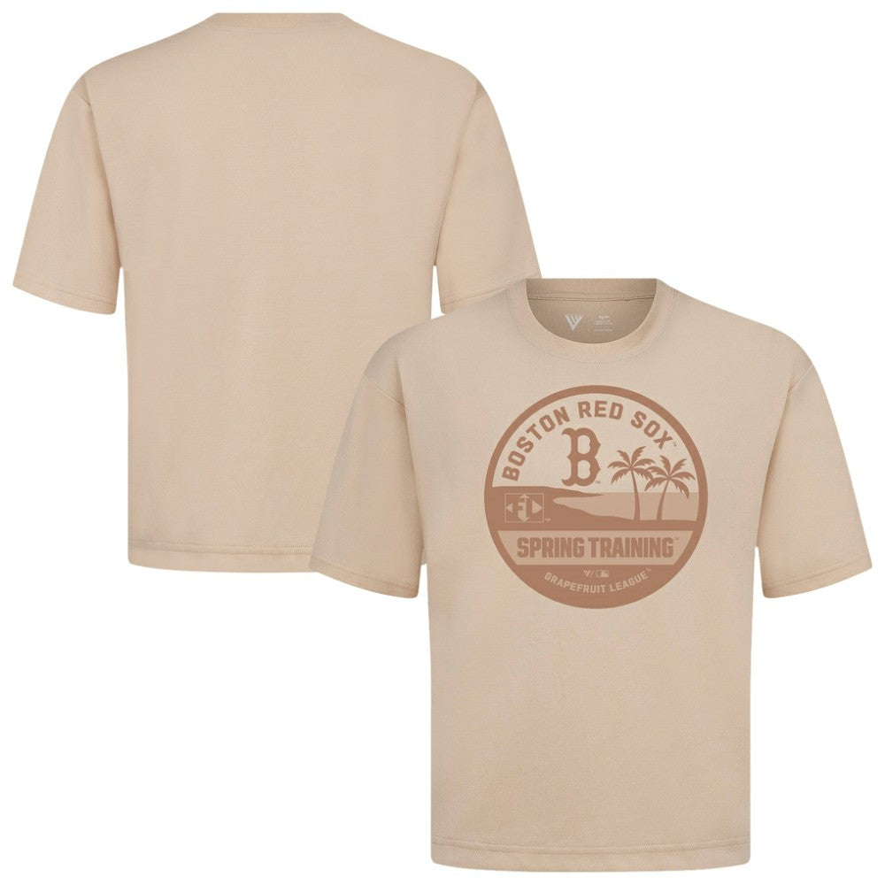 Boston Red Sox Levelwear Spring Training Badge Luxe Signature Knit T-Shirt - Khaki - MLB Discount