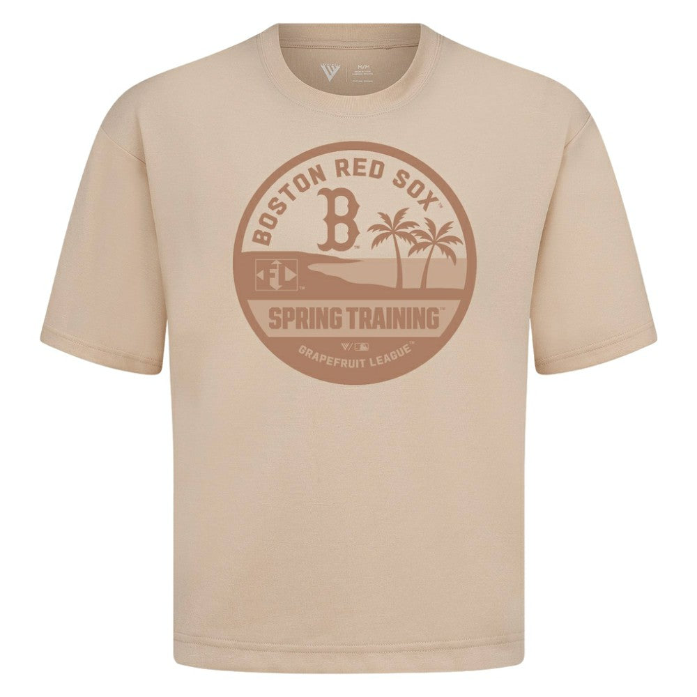 Boston Red Sox Levelwear Spring Training Badge Luxe Signature Knit T-Shirt - Khaki - MLB Discount