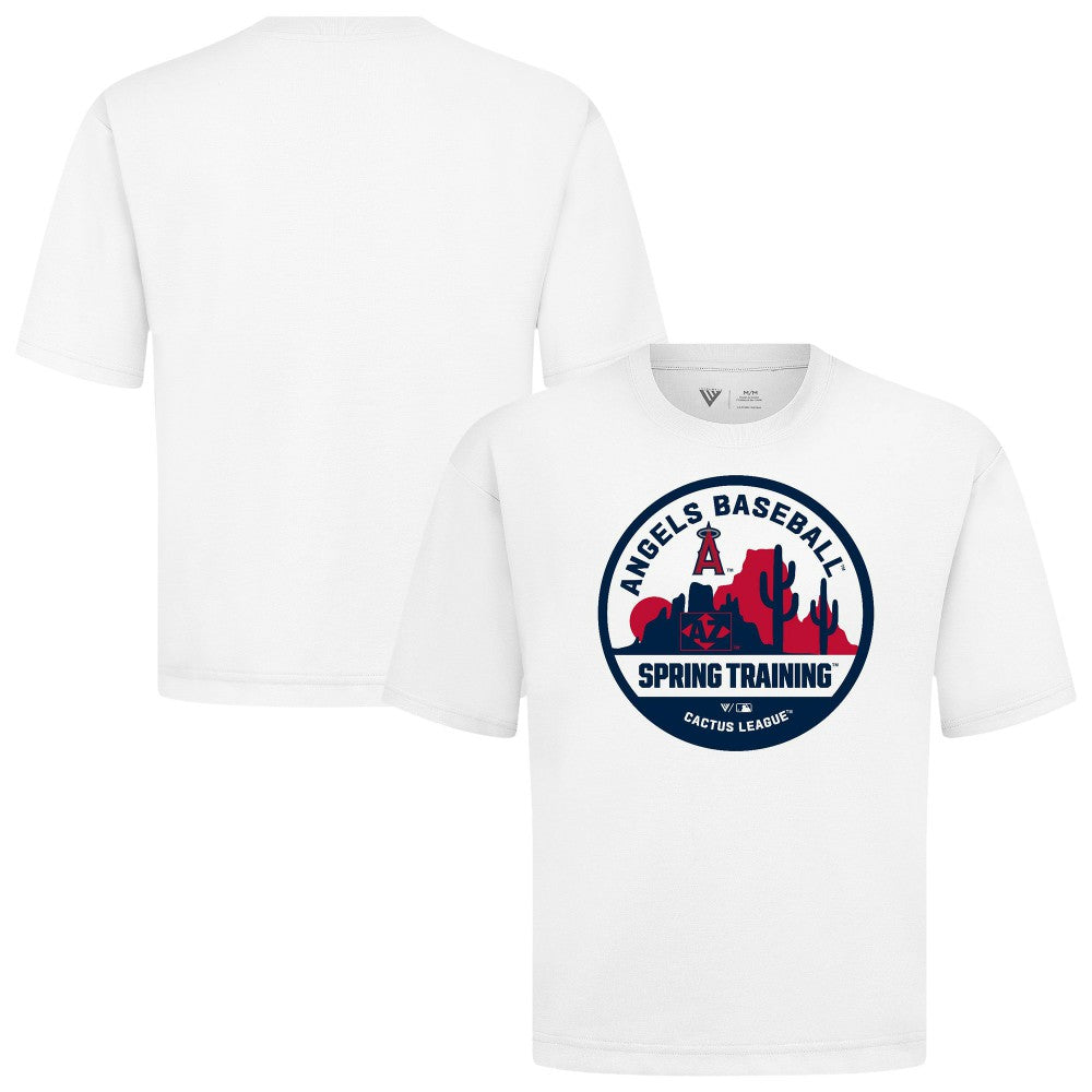 Los Angeles Angels Levelwear Spring Training Badge Luxe Signature Knit T-Shirt - White - MLB Sale