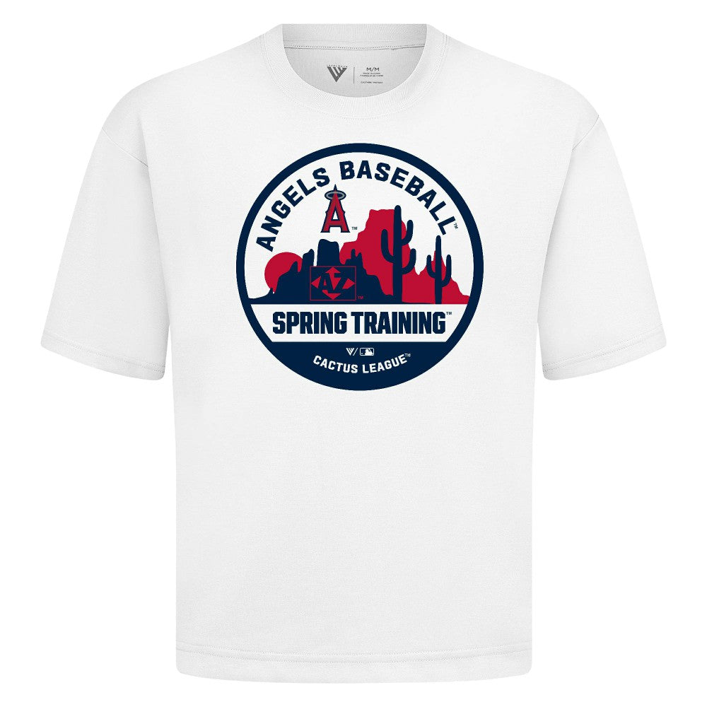 Los Angeles Angels Levelwear Spring Training Badge Luxe Signature Knit T-Shirt - White - MLB Sale