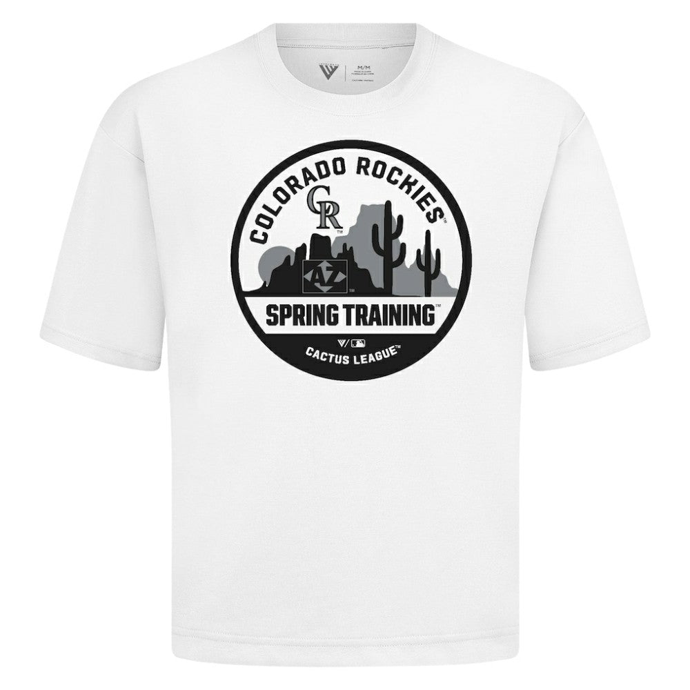 Colorado Rockies Levelwear Spring Training Badge Luxe Signature Knit T-Shirt - White - MLB Online