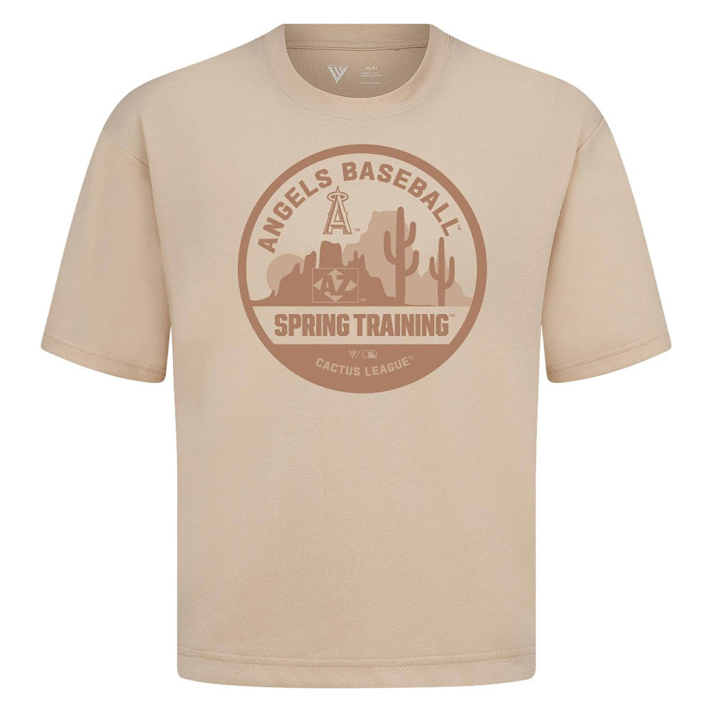 Los Angeles Angels Levelwear Spring Training Badge Luxe Signature Knit T-Shirt - Khaki - MLB Lifestyle