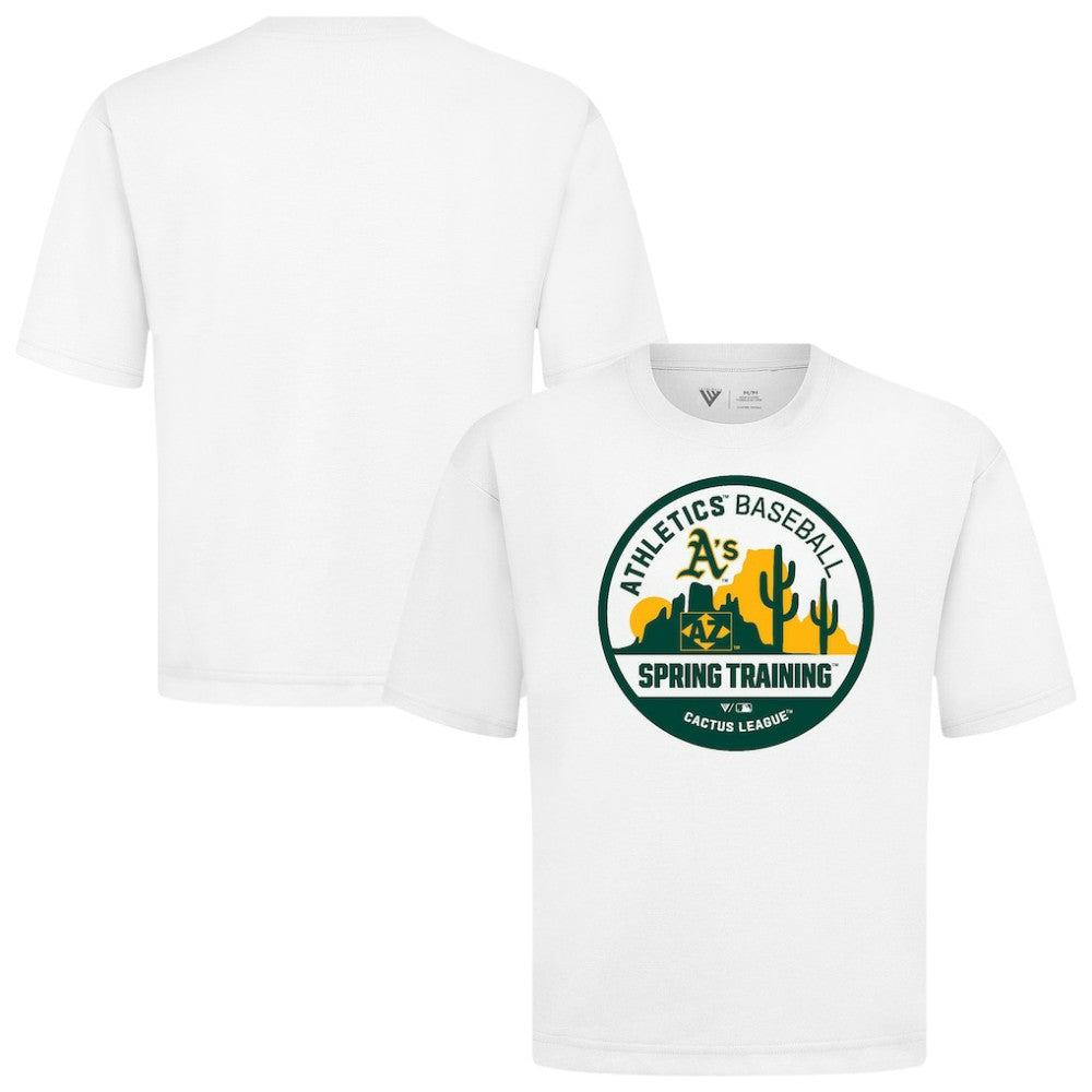 Athletics Levelwear Spring Training Badge Luxe Signature Knit T-Shirt - White - MLB Discount