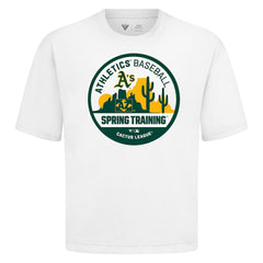 Athletics Levelwear Spring Training Badge Luxe Signature Knit T-Shirt - White - MLB Discount