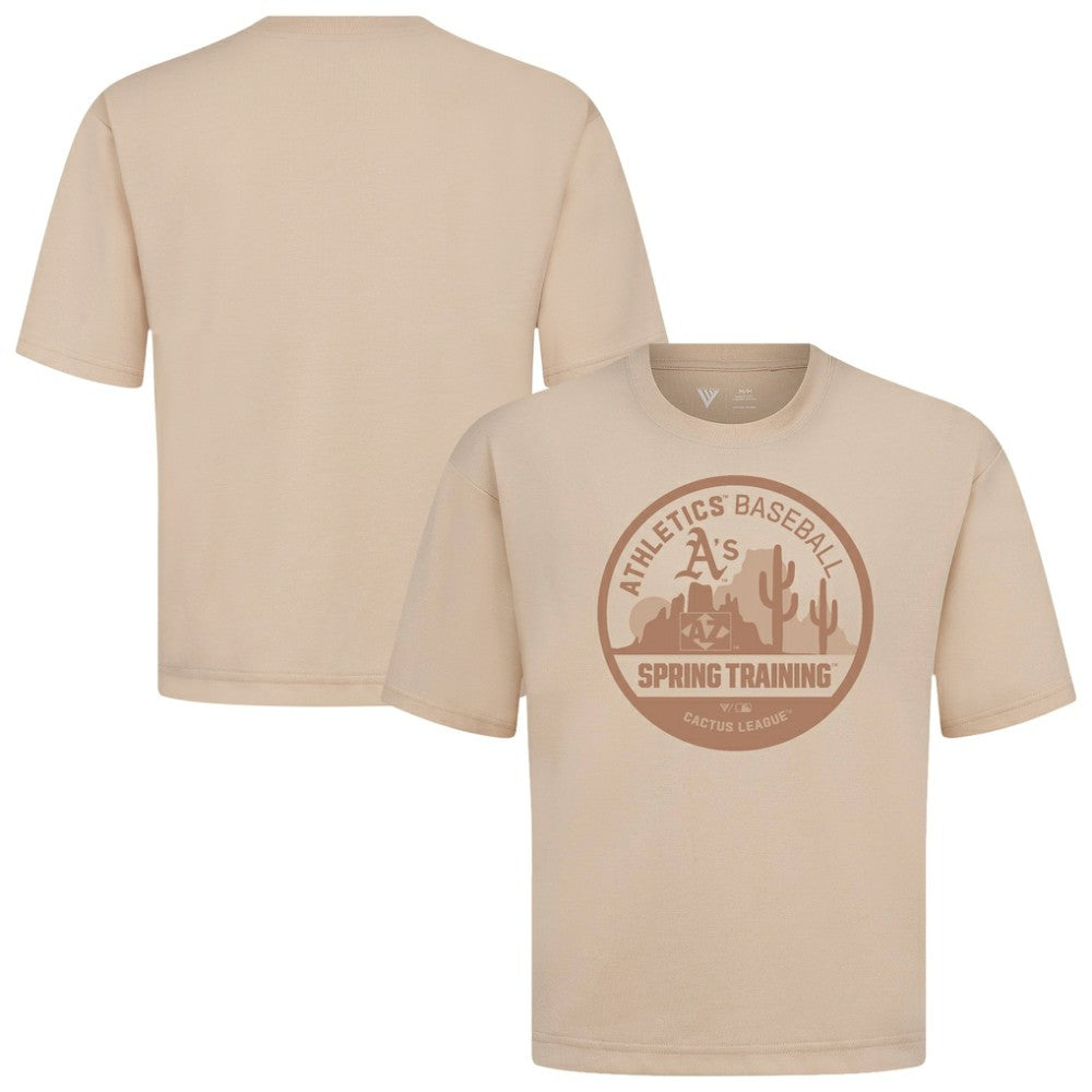 Athletics Levelwear Spring Training Badge Luxe Signature Knit T-Shirt - Khaki - MLB Sale