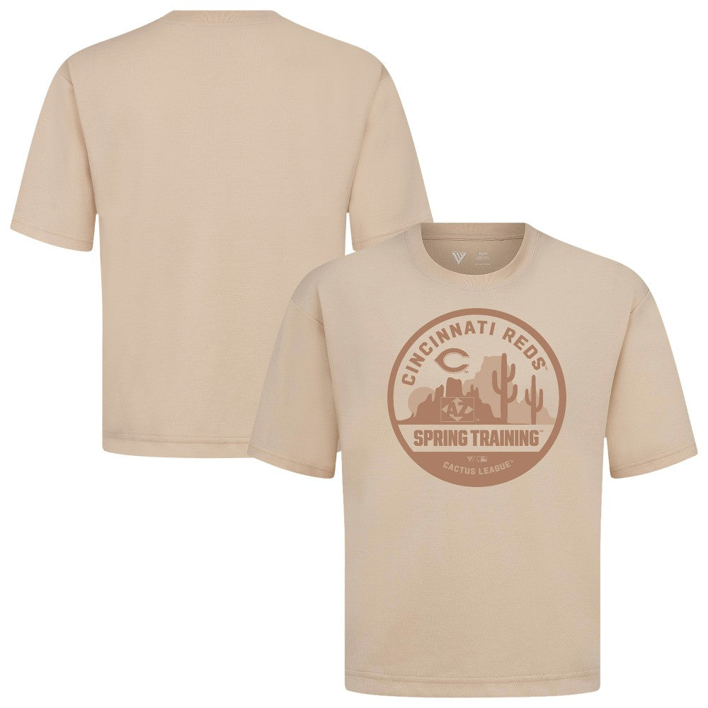 Cincinnati Reds Levelwear Spring Training Badge Luxe Signature Knit T-Shirt - Khaki - MLB Discount