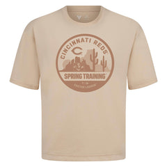 Cincinnati Reds Levelwear Spring Training Badge Luxe Signature Knit T-Shirt - Khaki - MLB Discount