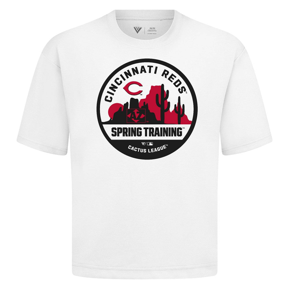Cincinnati Reds Levelwear Spring Training Badge Luxe Signature Knit T-Shirt - White - MLB Discount