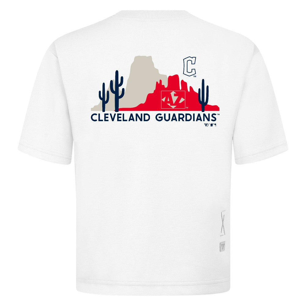 Cleveland Guardians Levelwear Panoramic Luxe Signature Knit T-Shirt - White - MLB Online