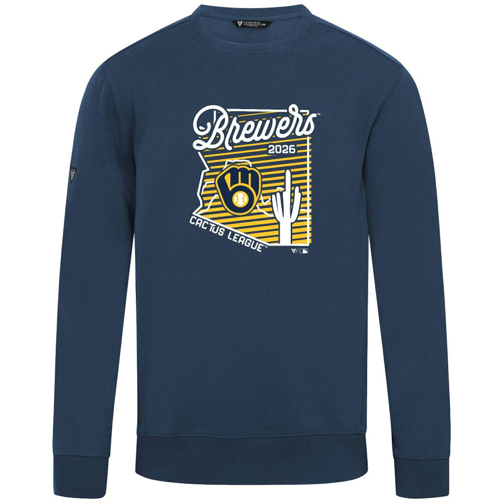 Milwaukee Brewers Levelwear Zane Sunrise Sweatshirt - Navy - MLB Sale
