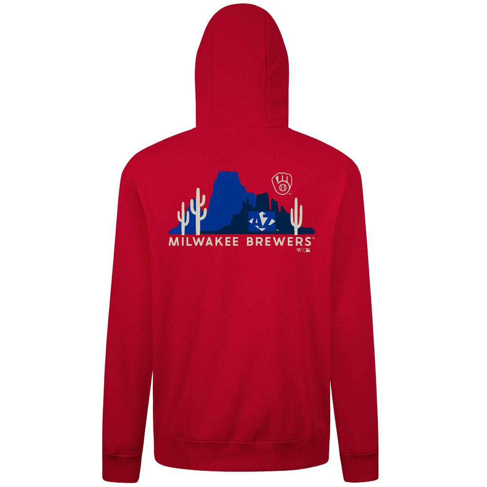 Milwaukee Brewers Levelwear Panoramic Podium Hoodie - Red - MLB Discount