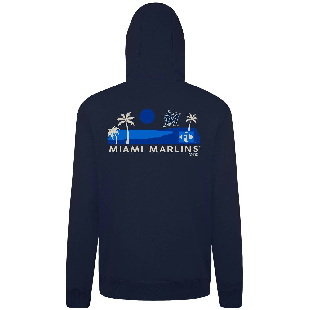 Miami Marlins Levelwear Panoramic Podium Hoodie - Navy - MLB on Sale