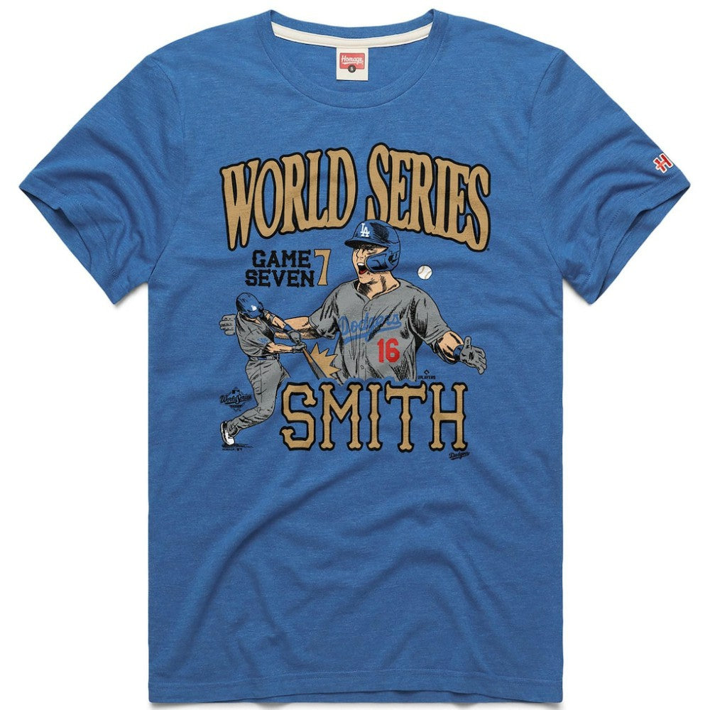 Will Smith Los Angeles Dodgers Homage Unisex 2026 Gold Collection Game Seven Tri-Blend T-Shirt - Royal - MLB Lifestyle
