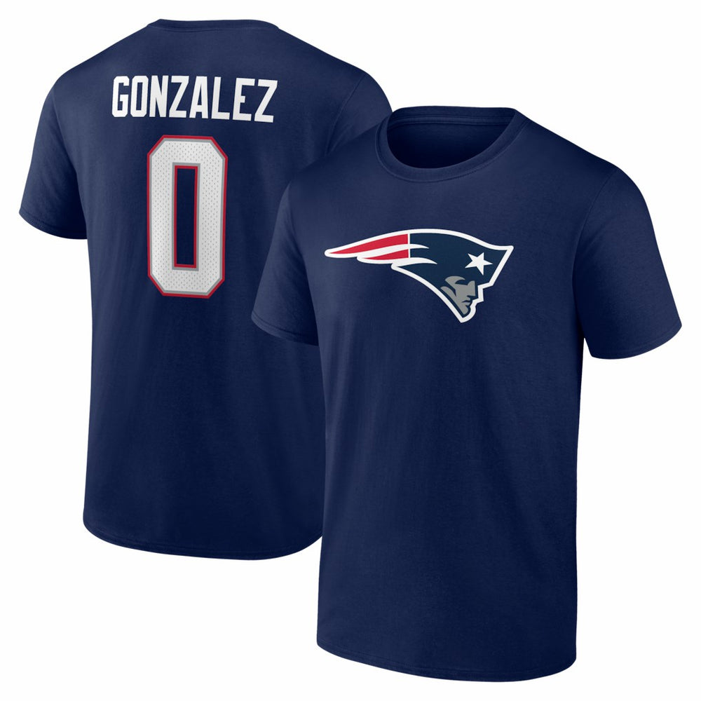 Christian Gonzalez New England Patriots Icon Name & Number T-Shirt Navy