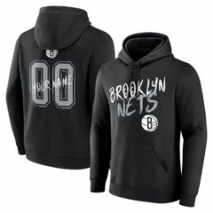 Brooklyn Nets Big & Tall Hustle Personalized Name & Number Hoodie Black