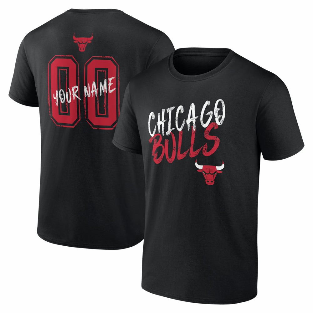 Chicago Bulls Big & Tall Hustle Personalized Name & Number T-Shirt Black