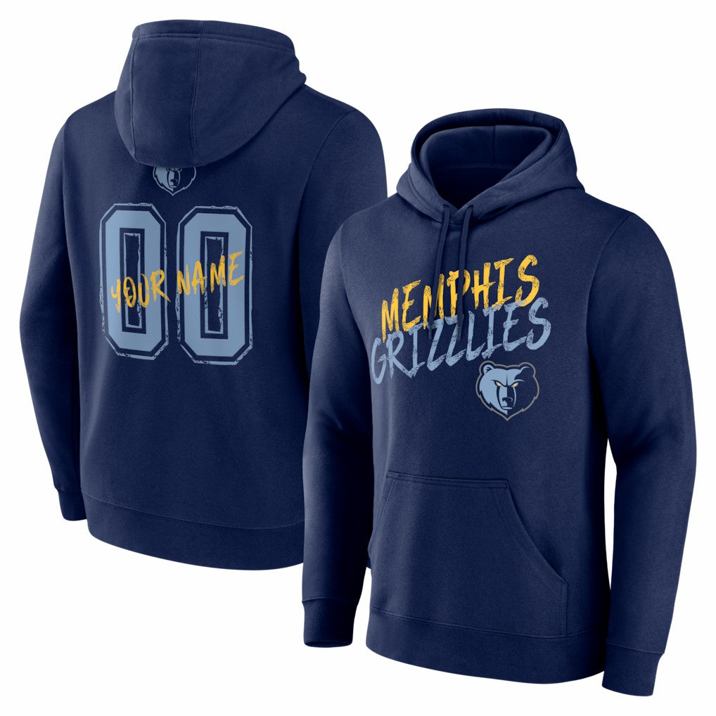 Memphis Grizzlies Big & Tall Hustle Personalized Name & Number Hoodie Navy
