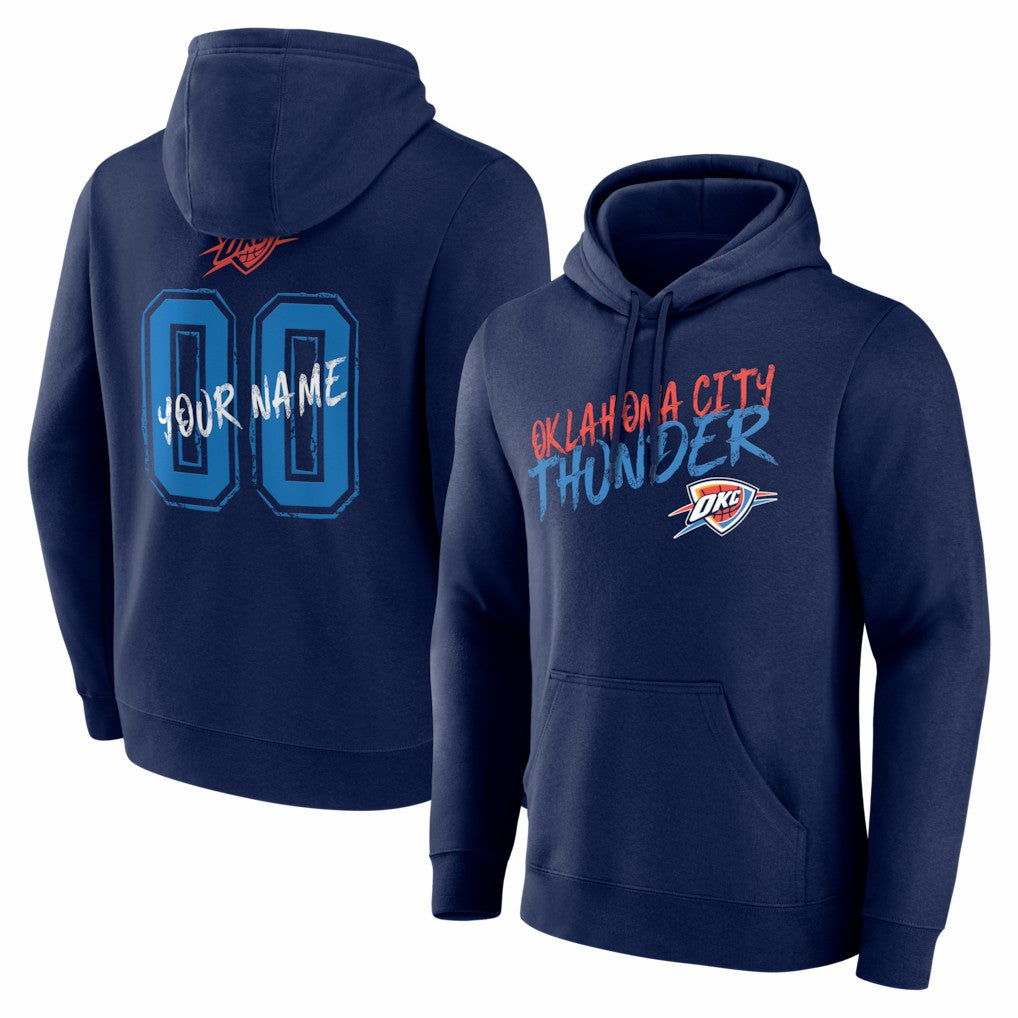 Oklahoma City Thunder Big & Tall Hustle Personalized Name & Number Hoodie Navy