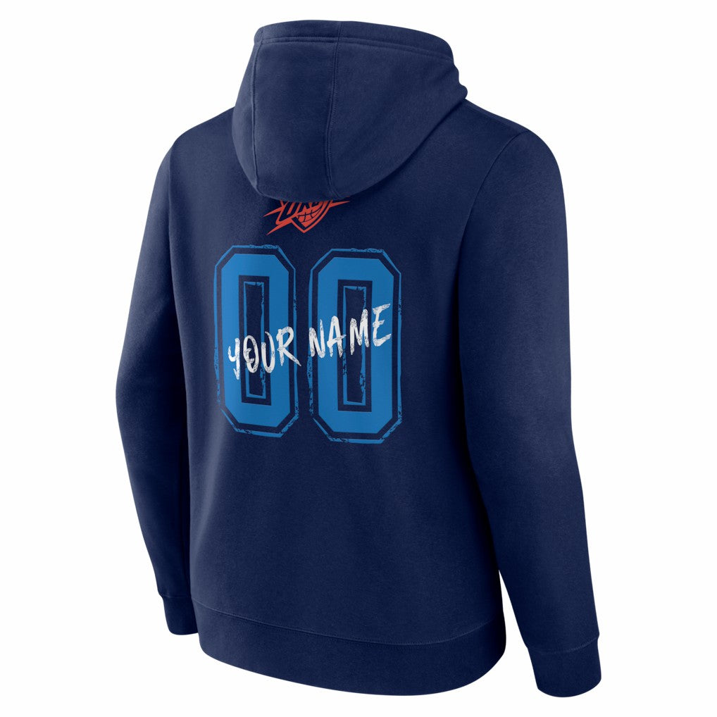 Oklahoma City Thunder Big & Tall Hustle Personalized Name & Number Hoodie Navy
