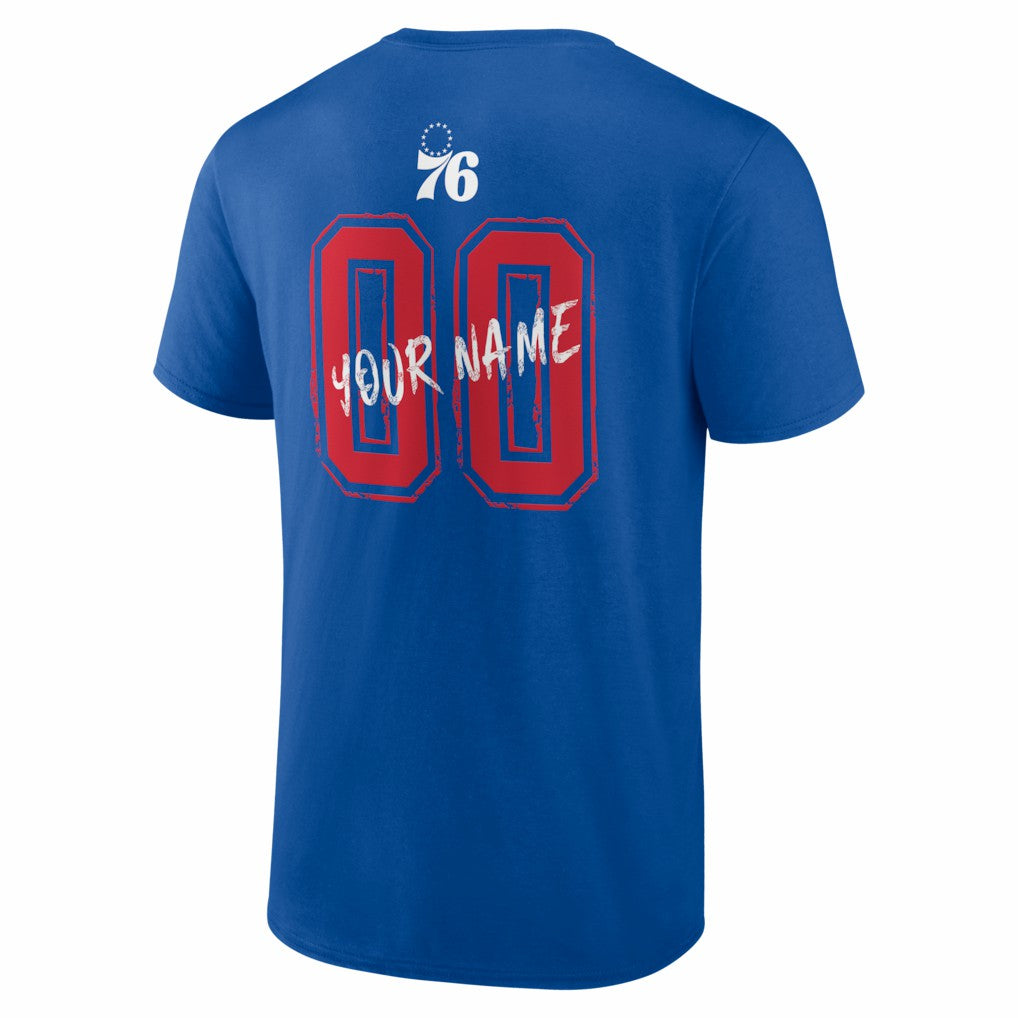 Philadelphia 76ers Big & Tall Hustle Personalized Name & Number T-Shirt Royal