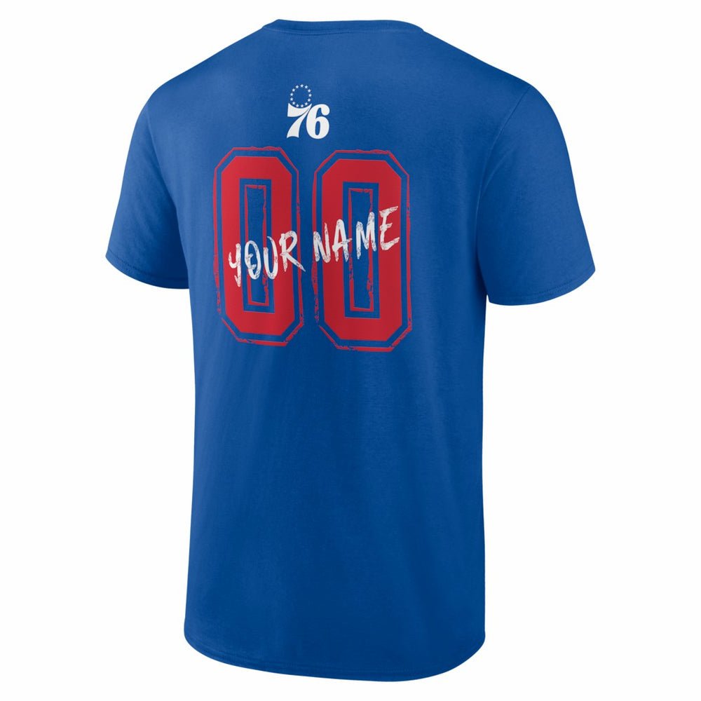 Philadelphia 76ers Big & Tall Hustle Personalized Name & Number T-Shirt Royal