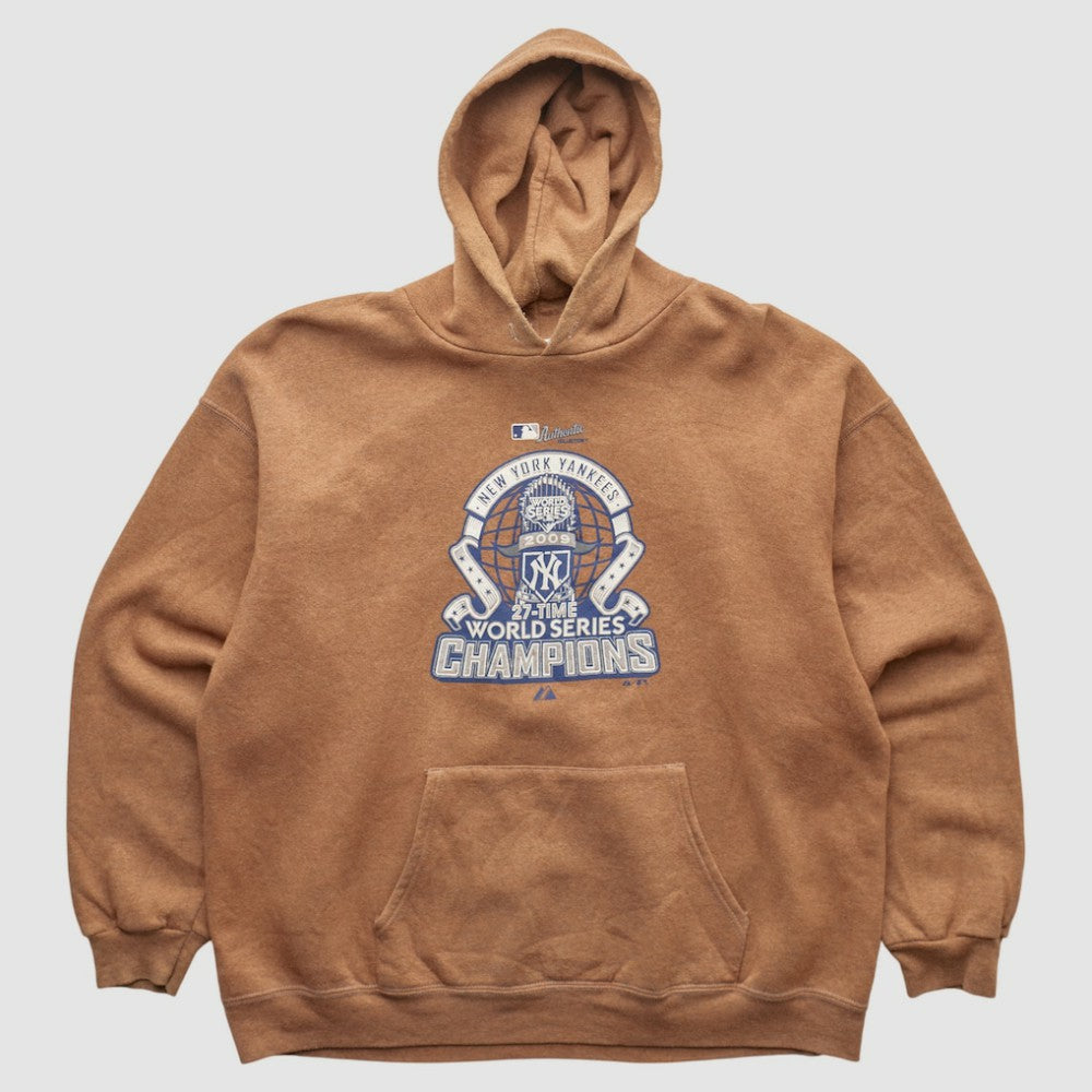 New York Yankees Majestic 2009 Hooded Pullover Sweatshirt - Tan - XVintage - Fanatics Discount