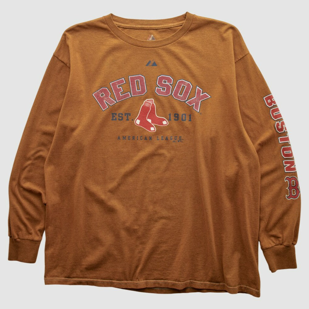 Boston Red Sox Majestic 2000s Long Sleeve T-shirt - Brown - Vintage - Fanatics Online