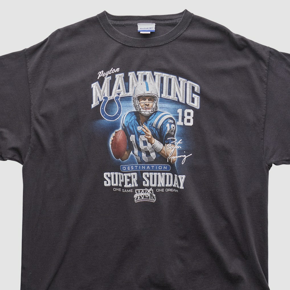 Fanatics Payton Manning Super Bowl XLI Reebok 2000s T-shirt Black Vintage