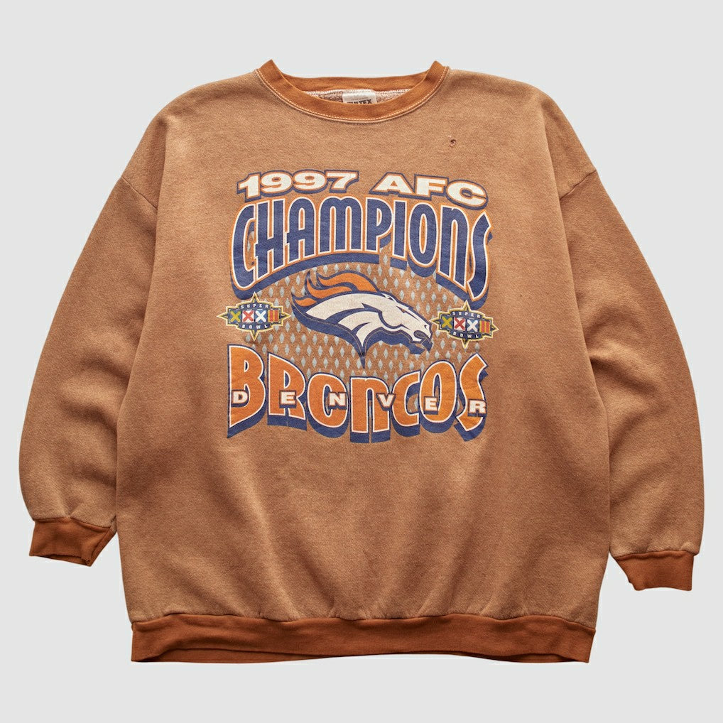 Fanatics Denver Broncos Tultex 1997 Pullover Sweatshirt Brown Vintage
