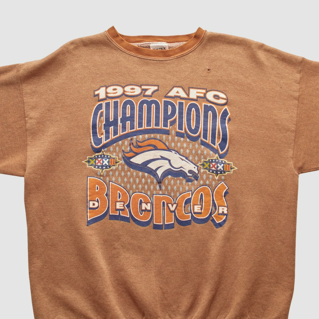 Fanatics Denver Broncos Tultex 1997 Pullover Sweatshirt Brown Vintage